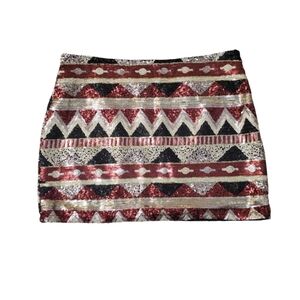Forever 21 Women's Geometric Multi-Color Sequin Mini‎ Skirt Large